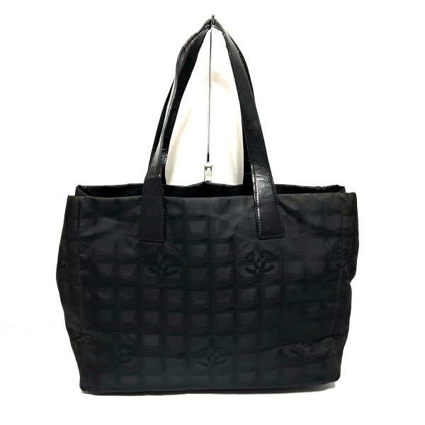 37869422 1 Chanel New Travel Line Tote Mm Tote Bag Nylon Jacquard Leather Black