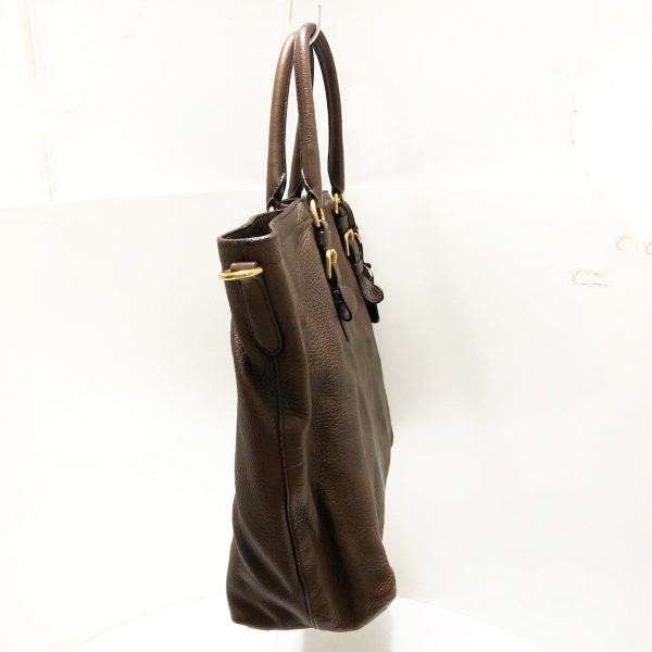 37869608 2 Prada Tote Bag Leather Dark Brown