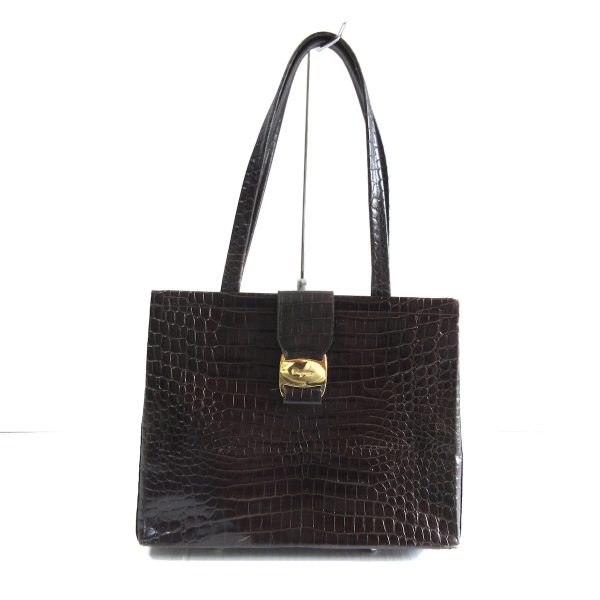 37869716 1 Salvatore Ferragamo Vara Embossed Leather Tote Bag Black