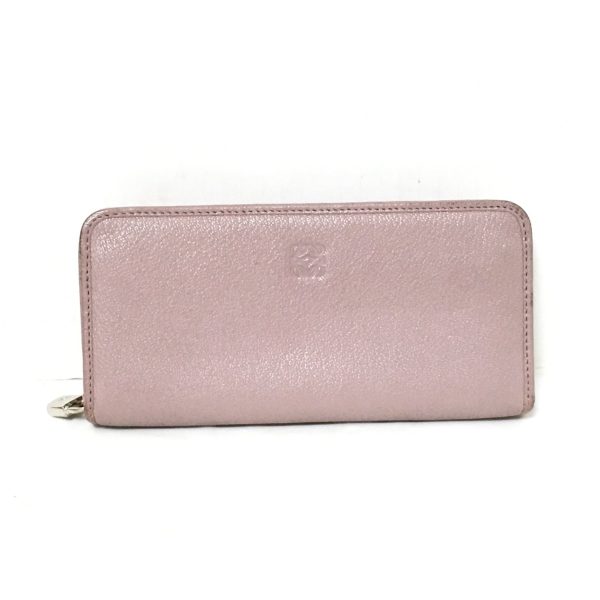 37871353 1 Loewe Long Wallet Round Zipper Leather Pink Beige