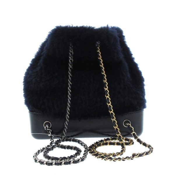 37874371 3 Chanel Gabriel De Chanel Rucksack Fur Leather Dark Navy Black