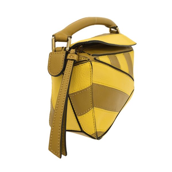 37874465 2 Loewe Puzzle Bag Mini Handbag Classic Calf Leather Tricolor Yellow