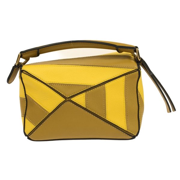 37874465 3 Loewe Puzzle Bag Mini Handbag Classic Calf Leather Tricolor Yellow