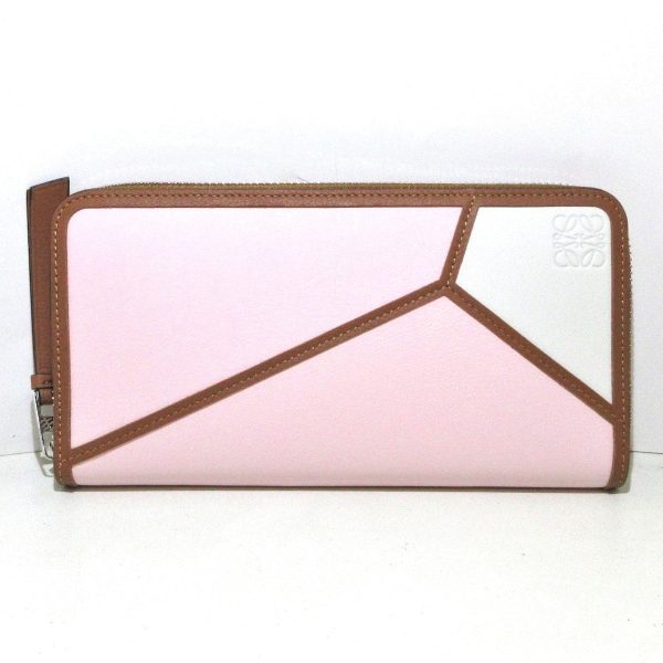 37875590 1 Loewe Puzzle Long Wallet Round Zipper Calf Leather Icy Pink