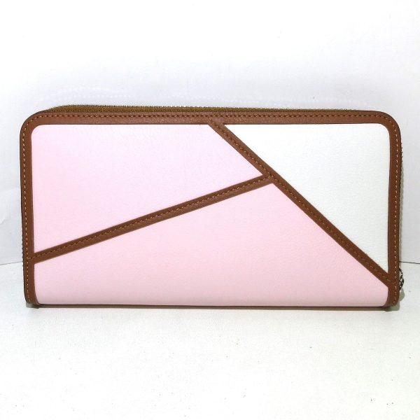 37875590 2 Loewe Puzzle Long Wallet Round Zipper Calf Leather Icy Pink