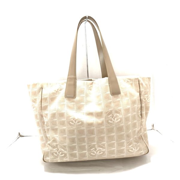 37876876 3 Chanel New Travel Line Tote Mm Tote Bag Nylon Jacquard Leather Beige