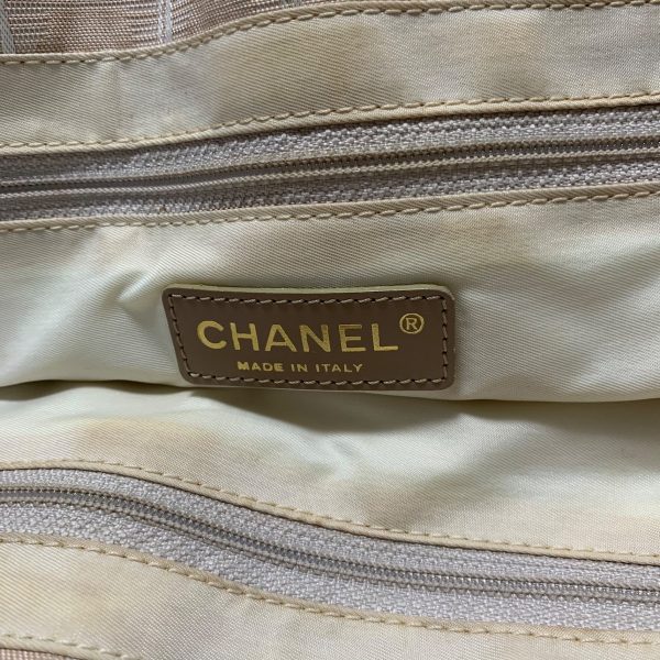 37876876 8 Chanel New Travel Line Tote Mm Tote Bag Nylon Jacquard Leather Beige