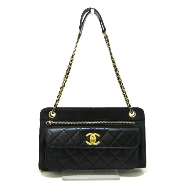 37877346 1 Chanel Matelasse Shoulder Bag Sparkle Leather Lambskin Black