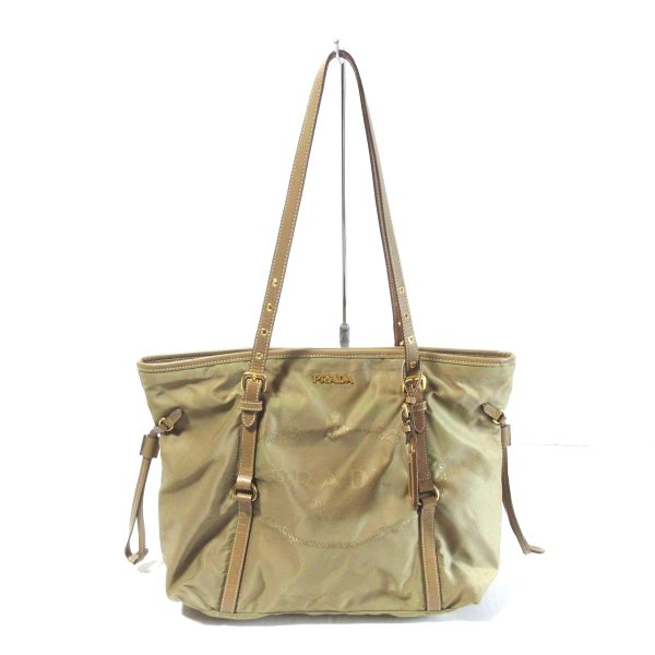 37877525 1 Prada Tote Bag Leather Beige Brown