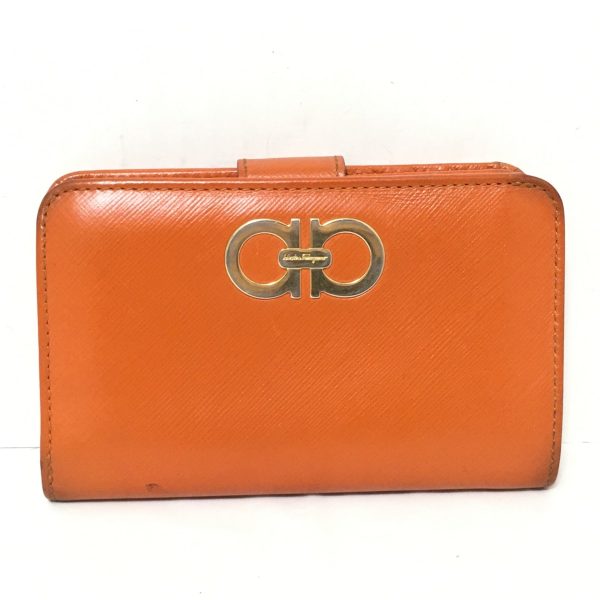 37878828 1 Salvatore Ferragamo Gancini Bifold Leather Wallet Orange