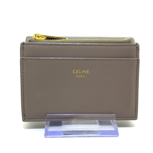 37878855 2 Celine Compact Wallet Triomphe Shiny Calf Trifold Wallet Gray