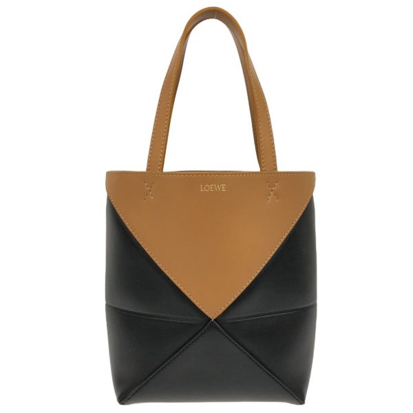 37879243 1 Loewe Puzzle Fold Tote Mini Tote Bag Shiny Calf Leather Warm Desert