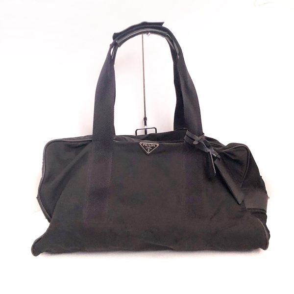 37882742 1 Prada Boston Bag Nylon Leather Black