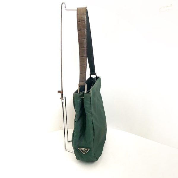 37882743 2 Prada Shoulder Bag Nylon Leather Green