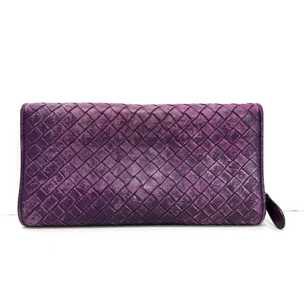 37884236 2 Bottega Veneta Intrecciato Long Wallet Purple Leather