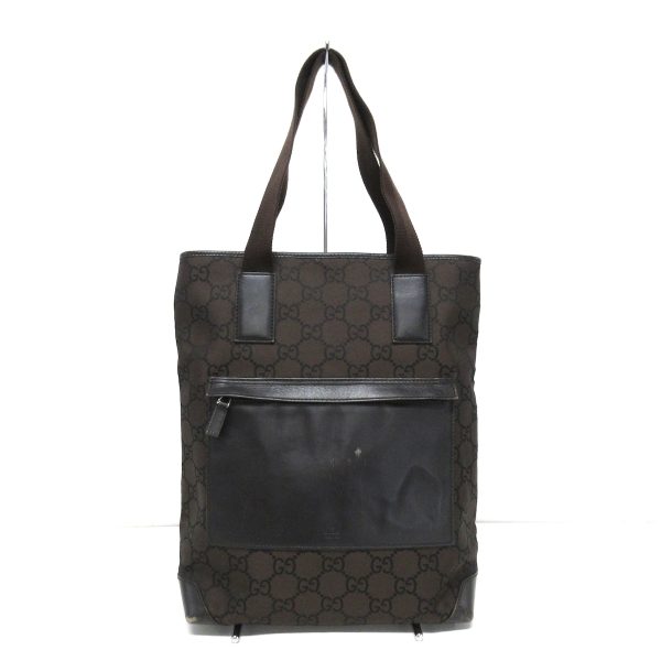 37885457 1 Gucci Gg Pattern Nylon Handbag Dark Brown