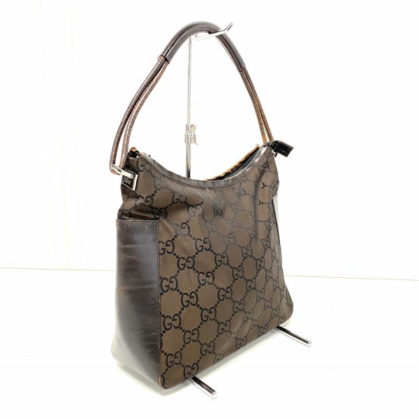 37885619 2 Gucci Gg Pattern Nylon Shoulder Bag Dark Brown