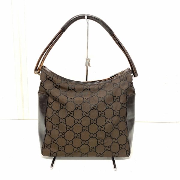 37885619 3 Gucci Gg Pattern Nylon Shoulder Bag Dark Brown