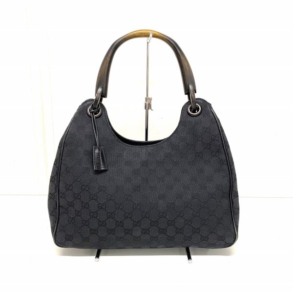 37885627 1 Gucci Wood Handle Jacquard Handbag Black