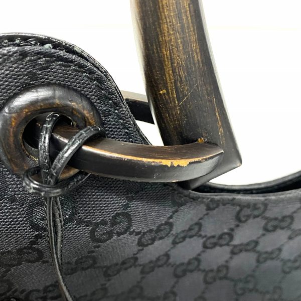 37885627 10 Gucci Wood Handle Jacquard Handbag Black