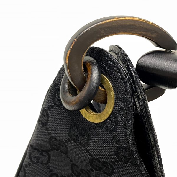 37885627 11 Gucci Wood Handle Jacquard Handbag Black