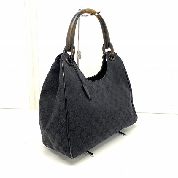 37885627 2 Gucci Wood Handle Jacquard Handbag Black