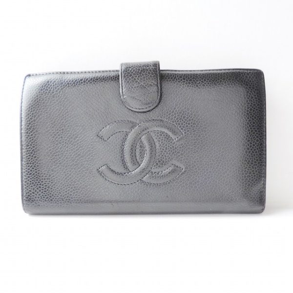 37885743 1 Chanel Long Wallet Pouch Gold Hardware Caviar Skin Black