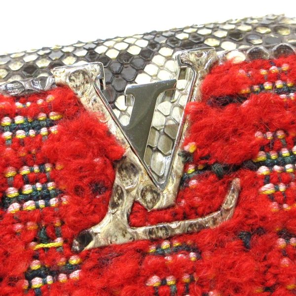 37886556 13 Louis Vuitton Capucines Tweed Python Handbag Red Ivory Multi