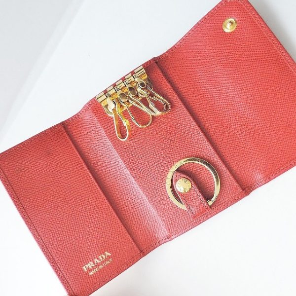 37886591 3 Prada Key Case Saffiano Metal Red