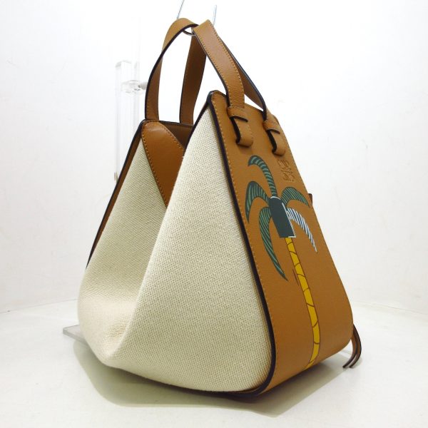 37887192 2 Loewe Hammock Bag Small Handbag Canvas Calfskin Ivory