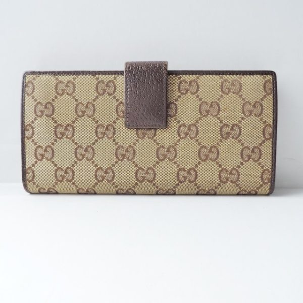 37887600 2 Gucci Metal Bar Gg Pattern Jacquard Wallet Beige