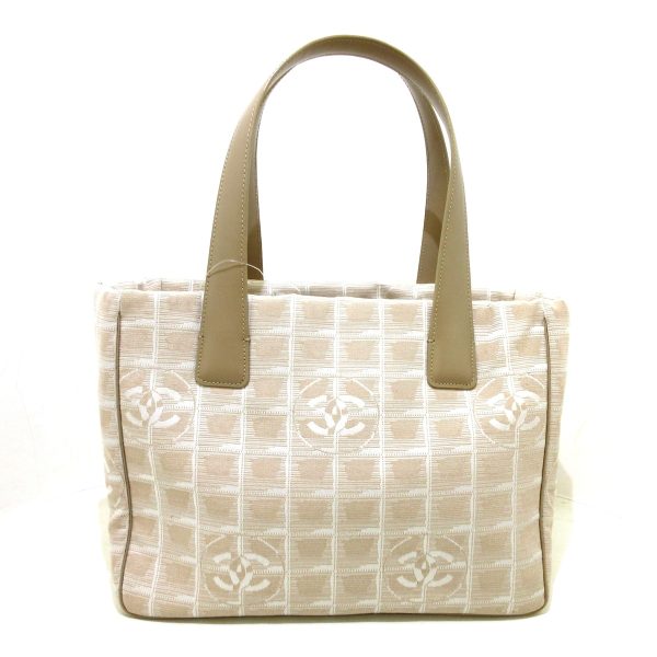 37887732 3 Chanel New Travel Line Tote Pm Tote Bag Gold Hardware Nylon Jacquard Leather Beige Ivory