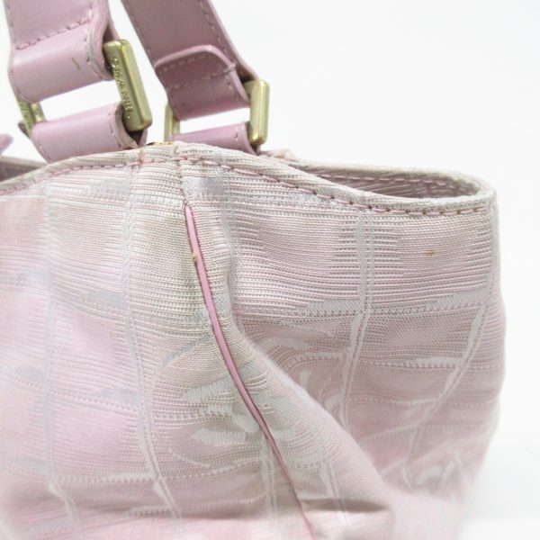 37887825 12 Chanel New Travel Line Handbag Nylon Jacquard Leather Pink