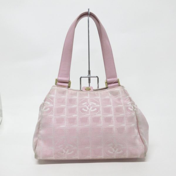 37887825 3 Chanel New Travel Line Handbag Nylon Jacquard Leather Pink