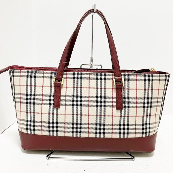 37887831 3 Burberry Handbag Check Pattern Beige