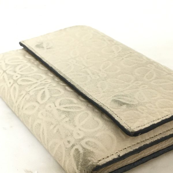 37889532 9 Loewe Trifold Wallet Embossed Leather White