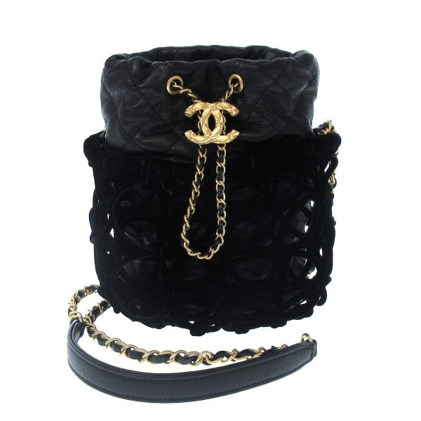 37890648 1 Chanel Matelasse Shoulder Bag Goatskin Velvet Black