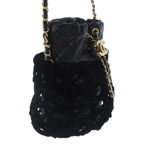 37890648 2 Chanel Matelasse Shoulder Bag Goatskin Velvet Black