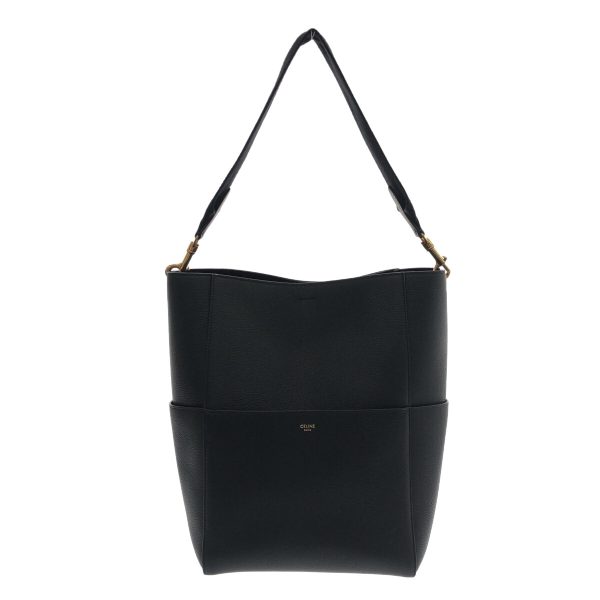 37890661 1 Celine Sangle Medium Soft Grained Calf Shoulder Bag Black