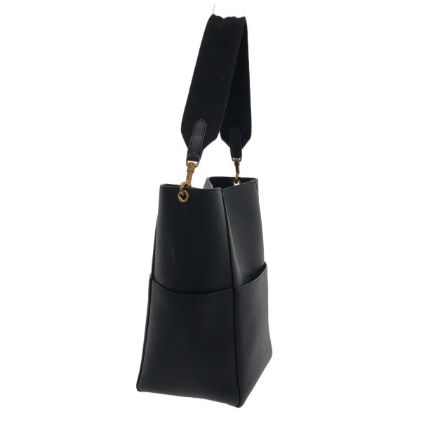 37890661 2 Celine Sangle Medium Soft Grained Calf Shoulder Bag Black