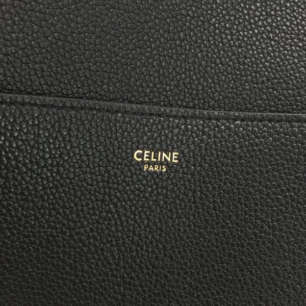 37890661 7 Celine Sangle Medium Soft Grained Calf Shoulder Bag Black