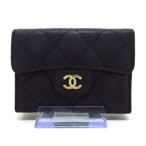 37890944 1 Chanel Classic Small Flap Wallet Matelasse Trifold Wallet Gold Hardware Caviar Skin Black