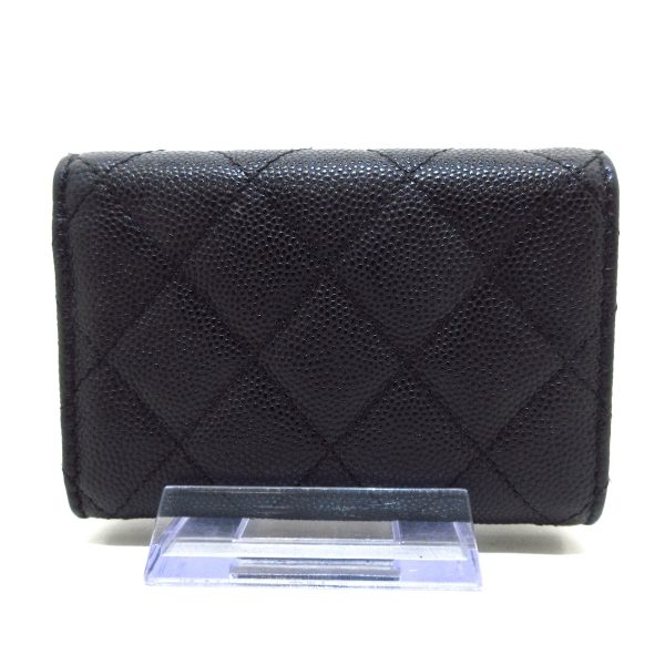 37890944 2 Chanel Classic Small Flap Wallet Matelasse Trifold Wallet Gold Hardware Caviar Skin Black