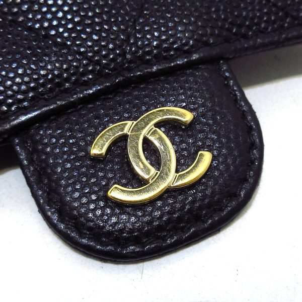 37890944 9 Chanel Classic Small Flap Wallet Matelasse Trifold Wallet Gold Hardware Caviar Skin Black