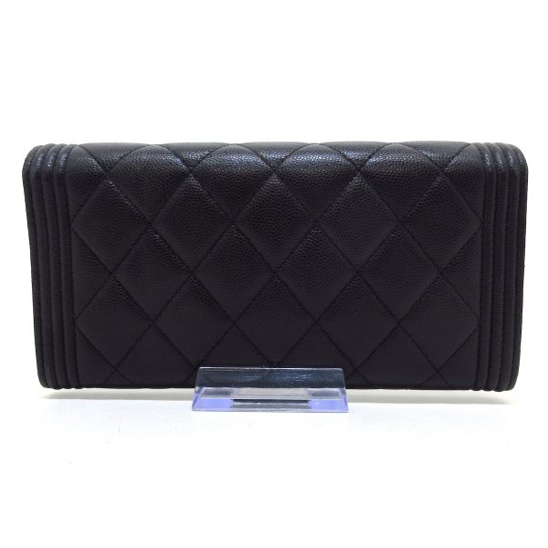 37890945 2 Chanel Boy Chanel Matelasse Long Wallet Vintage Silver Hardware Caviar Skin Black