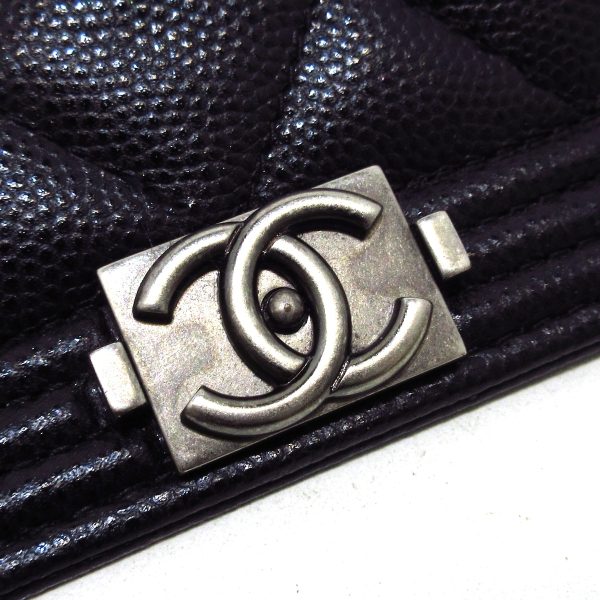 37890945 8 Chanel Boy Chanel Matelasse Long Wallet Vintage Silver Hardware Caviar Skin Black