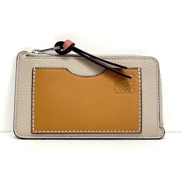 37891610 1 Loewe Coin Card Holder Coin Case Soft Grain Calf Leather Light Oats