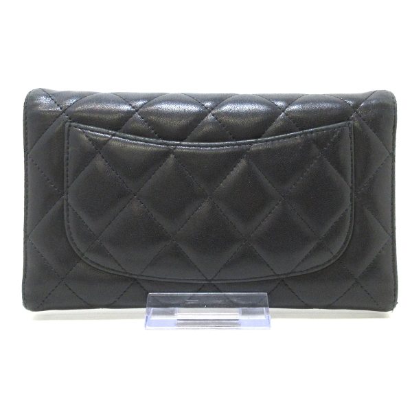 37891613 2 Chanel Matelasse Long Wallet Silver Hardware Lambskin Black