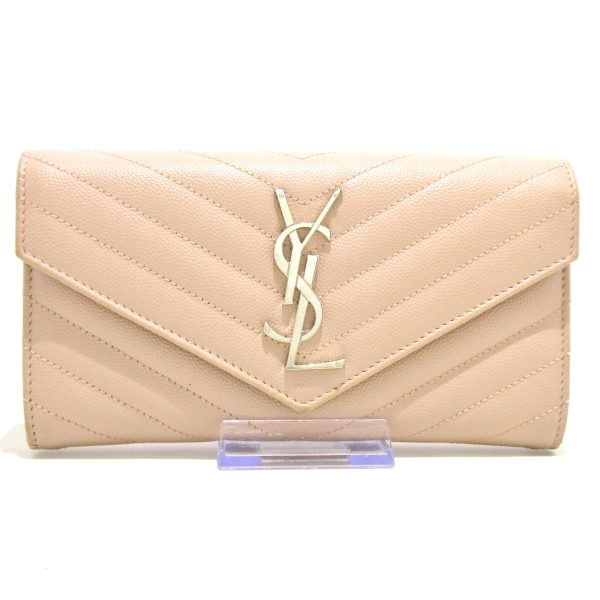 37891915 1 Saint Laurent Paris Monogram Flap Leather Long Wallet Pink