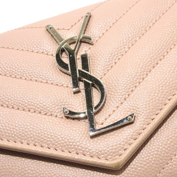 37891915 8 Saint Laurent Paris Monogram Flap Leather Long Wallet Pink